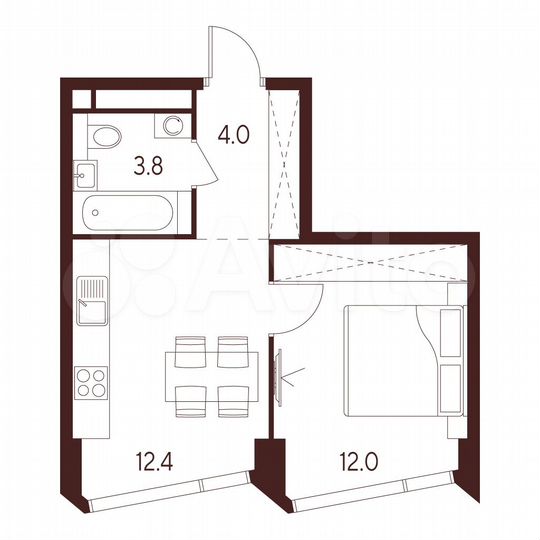 1-к. квартира, 32,2 м², 19/26 эт.