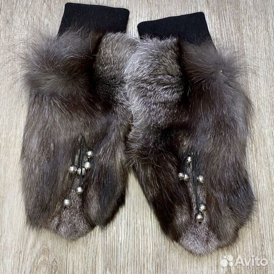 Варежки/ с натуральным мехом