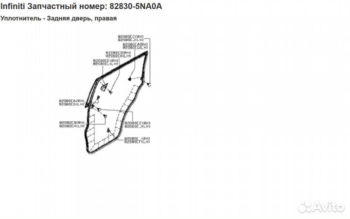 Уплотнитель задней правой двери Infiniti qx50 j55