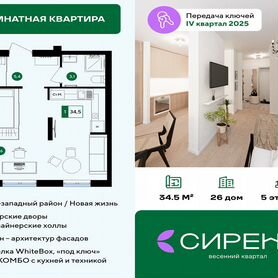 Квартира-студия, 34,5 м², 5/5 эт.