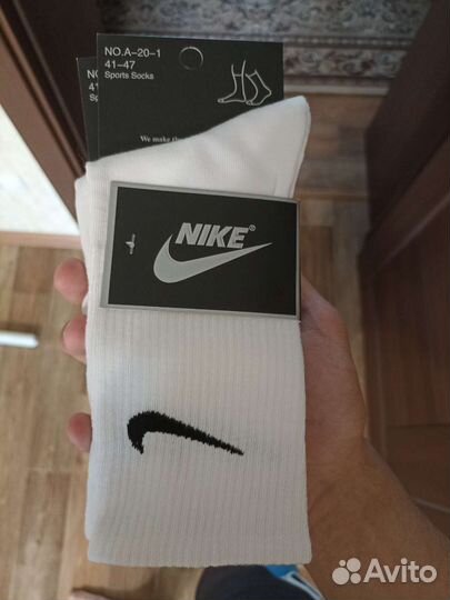 Носки nike высокие белые