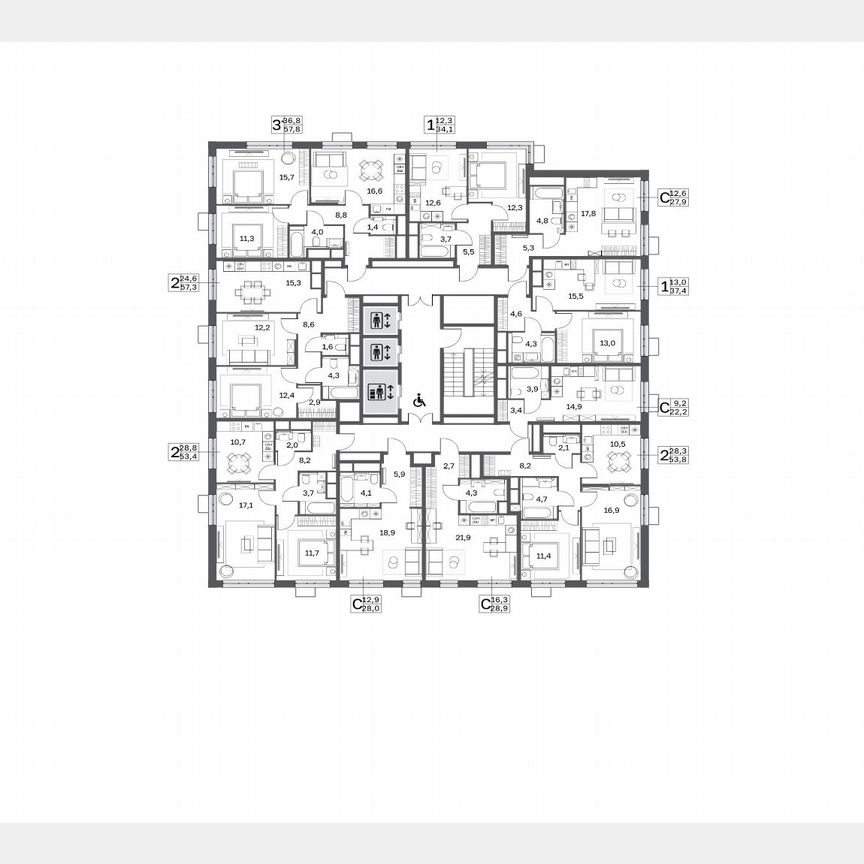 3-к. квартира, 59,5 м², 21/25 эт.