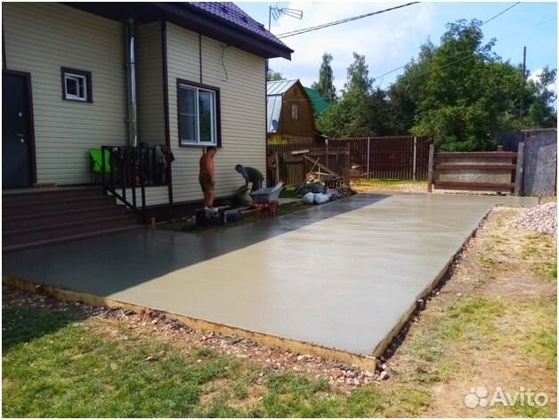 Бетонирование площадки, заезды, дорожки, отмостки