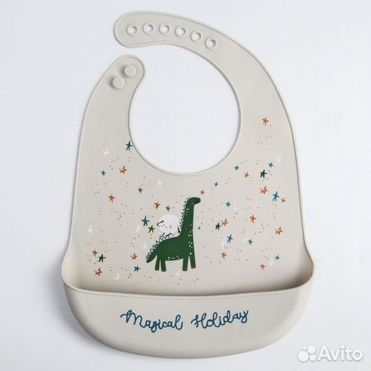 Нагрудник для кормления «Динозаврик» силиконовый с