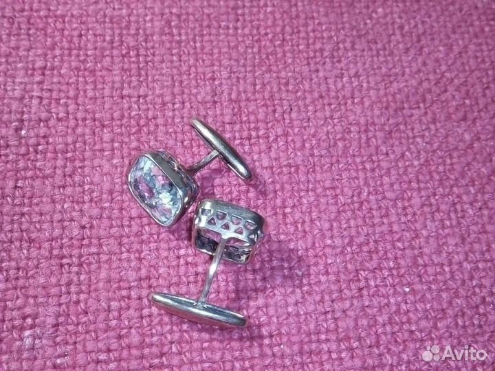 Запонки «горный хрусталь» Серебро,времена СССР