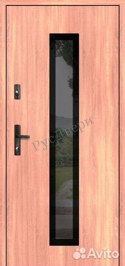 Входная железная дверь с окном для дома и дачи