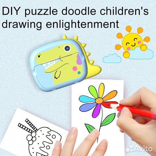 Детский Фотоаппарат моментальной печати Динозавр