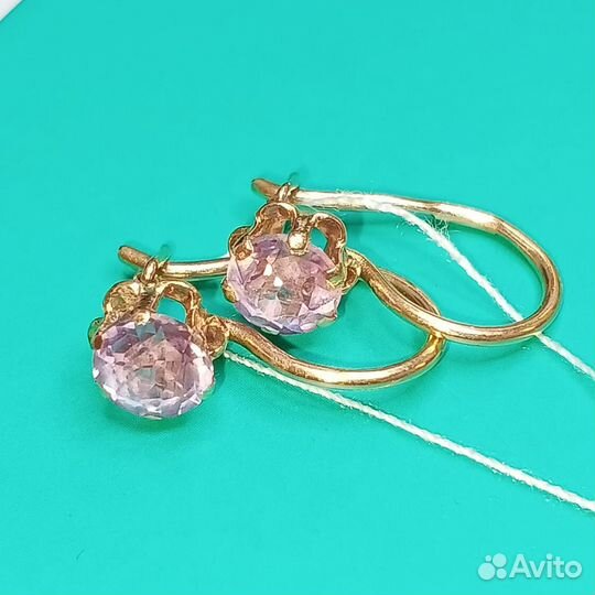 СССР Золотые серьги -дужки 583 с корундом