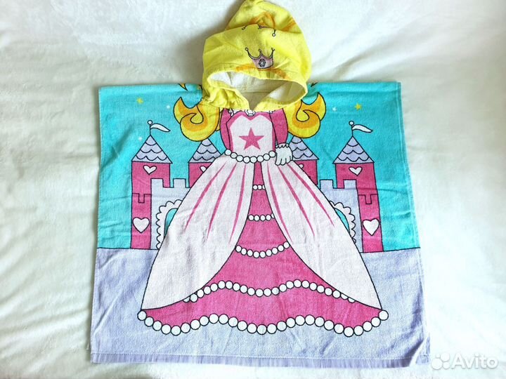 Детское полотенце с капюшоном пончо 1-7 лет