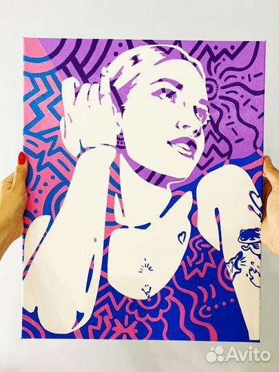 Блестящий портрет блестками песком своими руками