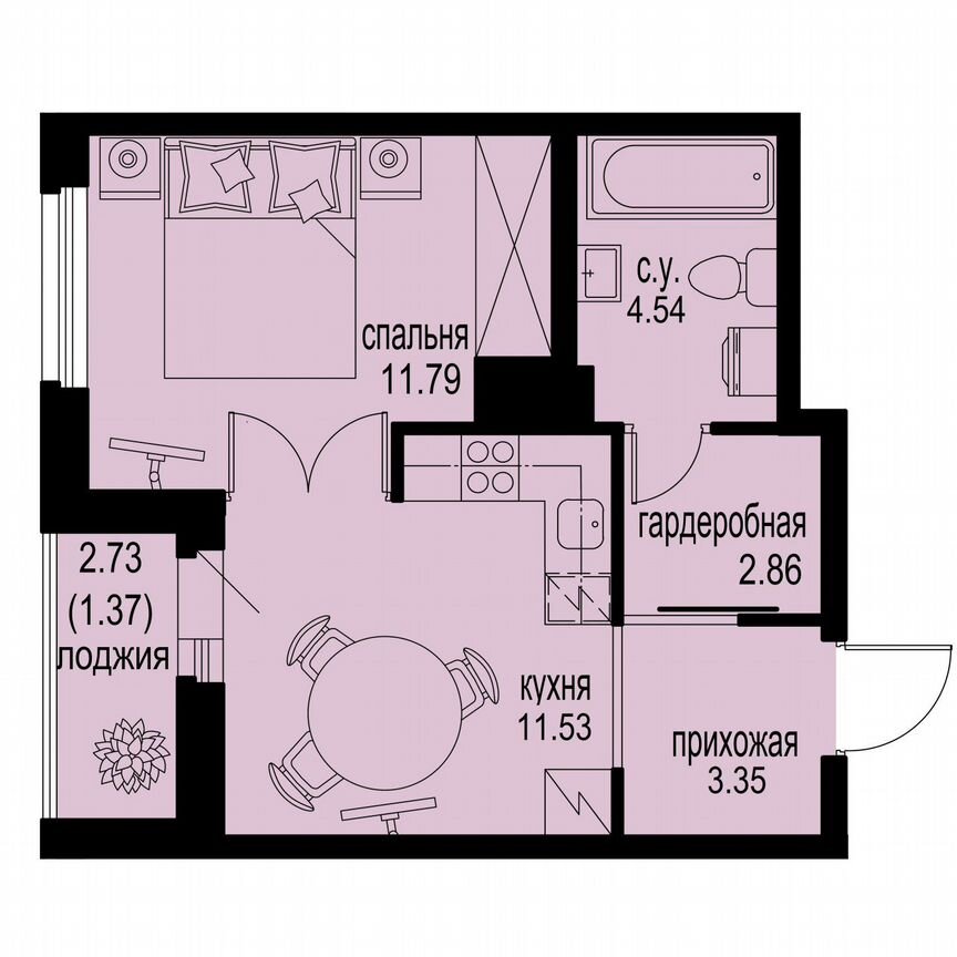 1-к. квартира, 35,4 м², 8/12 эт.