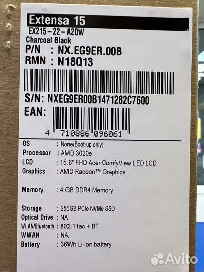 Ноутбук Acer extensa EX215