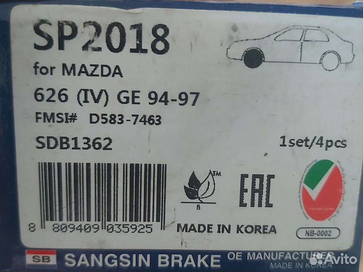 Тормозные колодки SP 2018,mazda 626GE 94-97