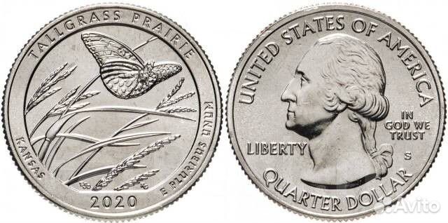 Монета. 25 центов. США. Парки разные