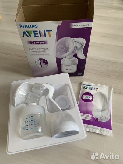 Молокоотсос avent ручной с соской для бутылочки