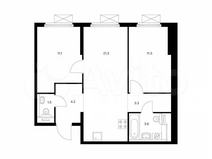 2-к. квартира, 56,3 м², 14/16 эт.