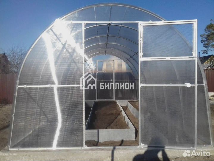 Теплица крепкая из трубы 30*20 размером 3*8