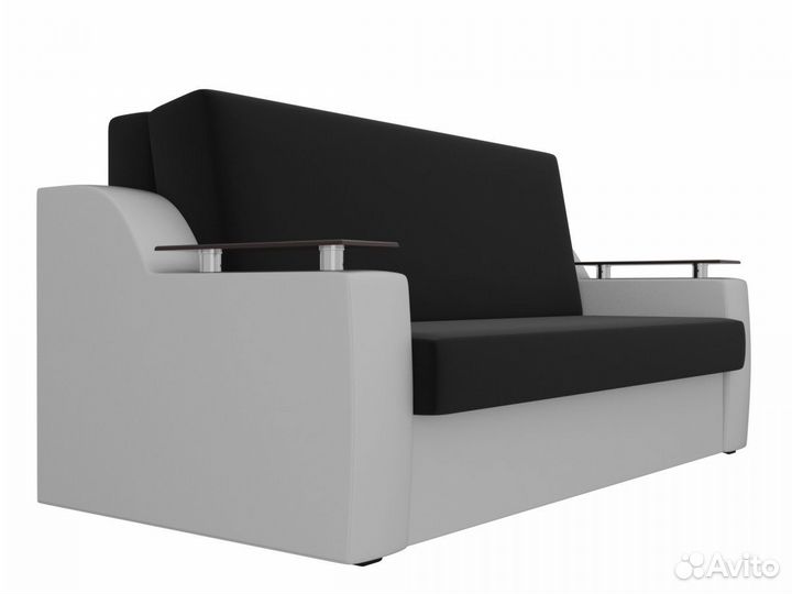 Диван прямой аккордеон Сенатор 120, микровельвет, черный, белый