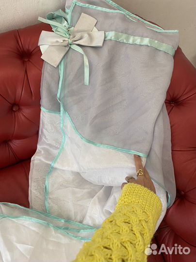 Балдахин белый/серый/мятный с бантом