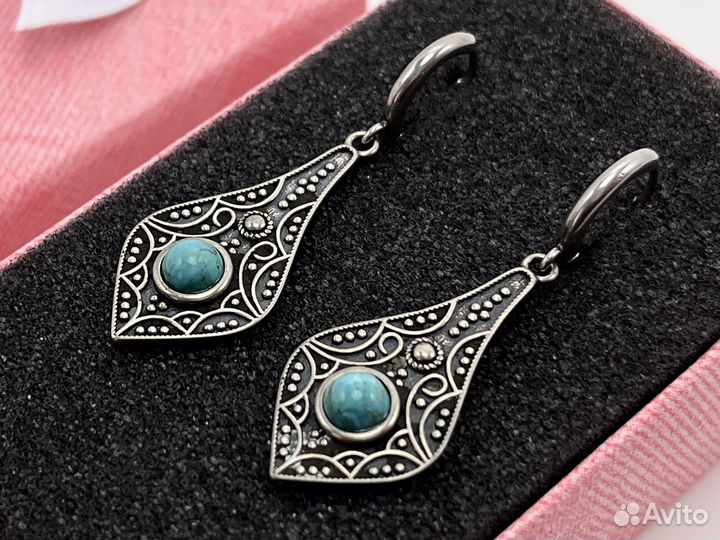 Серьги серебряные Бирюза