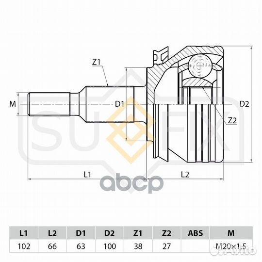 Шрус наружный LCV перед прав/лев ST1116 sufix