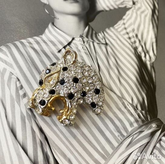 Винтажная брошь леопрад месяц сердце ангел винтаж