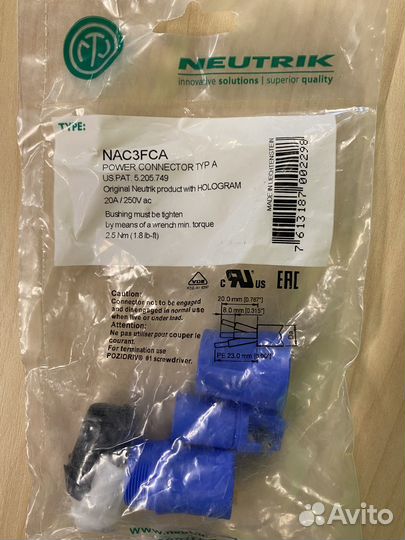 Кабельный разъем PowerCon - Neutrik NAC3FCA