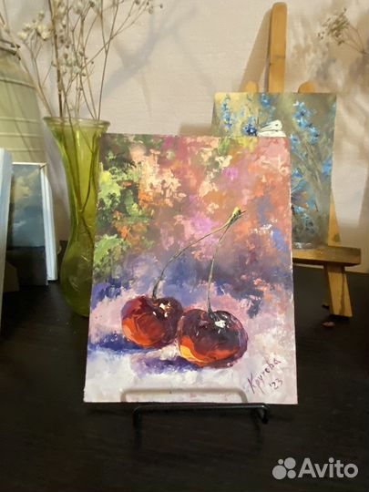 Картина маслом на картоне 