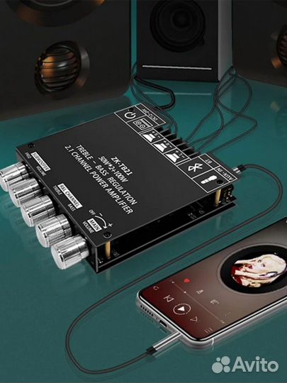 Усилитель звука 2.1 (2*50w + 100w ) класса D на T