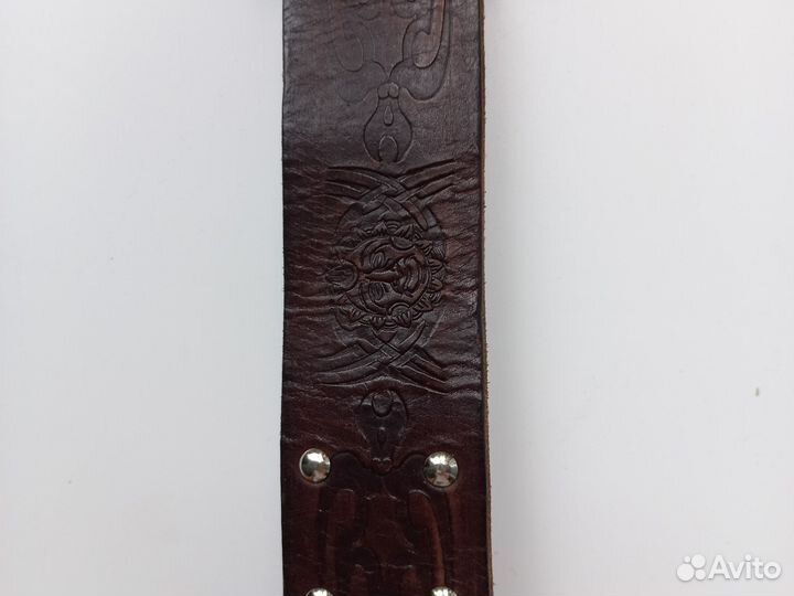 Мужской кожаный ремень коричневый