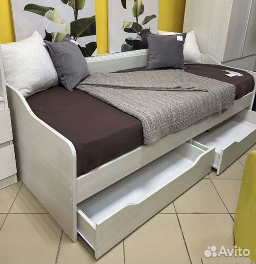 Кровать кр 1 с матрасом Софт, ясень анкор светлый