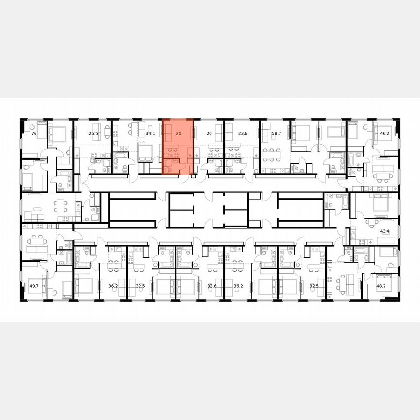 Квартира-студия, 20 м², 17/25 эт.