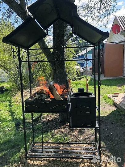 Кованый мангал с печью