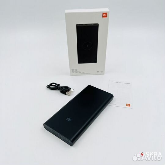 Powerbank xiaomi 10000 беспроводная зарядка (black