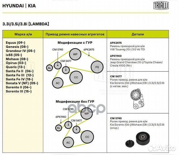 Ролик ремня приводного KIA sorento 06- CM5477 T