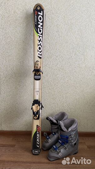 Горные лыжи детские 120 см с ботинками