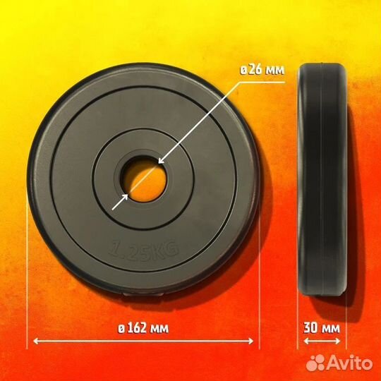 Диск profigym композитный для гантелей 1,25 кг