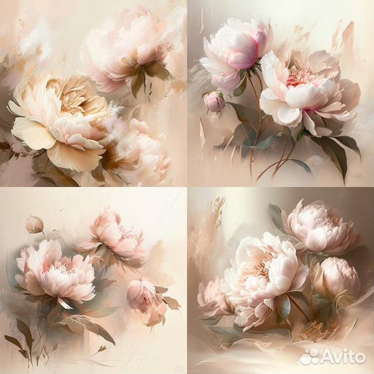 Холст пионы