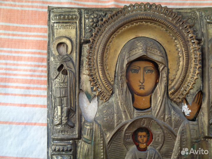 Икона Знамение Пресвятой Богородицы; оклад латунь