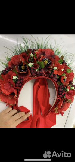 Кокошник корона из цветов ручная работа