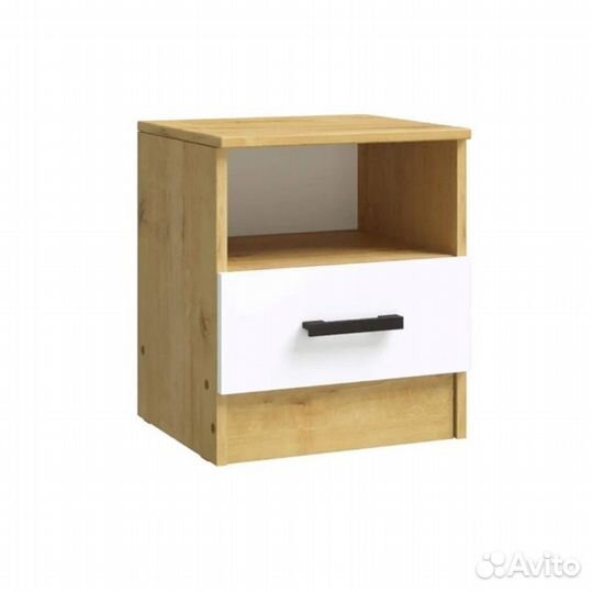 Тумбочка прикроватная эко Дуб Вотан/Белый гладкий