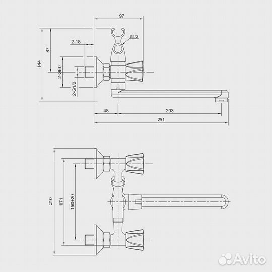 Смеситель olive'S для ванны с длинным изливом CAT