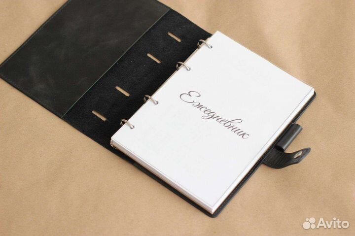 Ежедневник на кольцах А5. Нат.кожа. Руч.работа