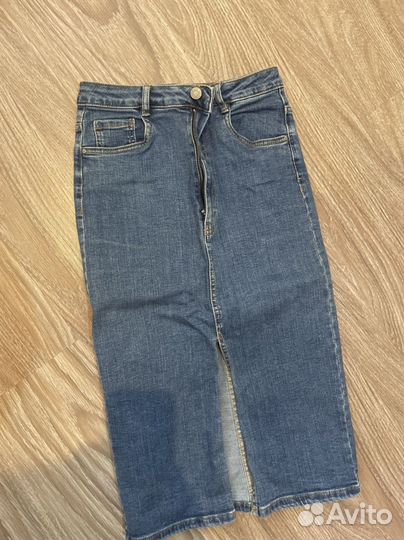Джинсовая юбка миди zara xs