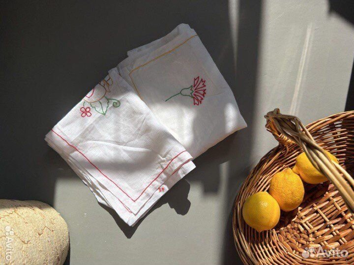 Льняные салфетки вышивка винтаж лен
