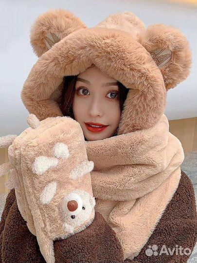 Шапка три в одном с ушками