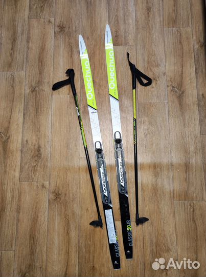 Детские лыжи 130 см (Декатлон) с палками