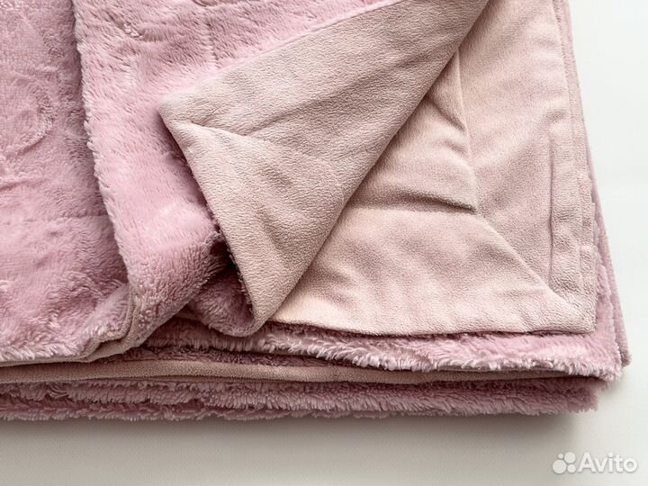 Плед покрывало 200 220 розовый