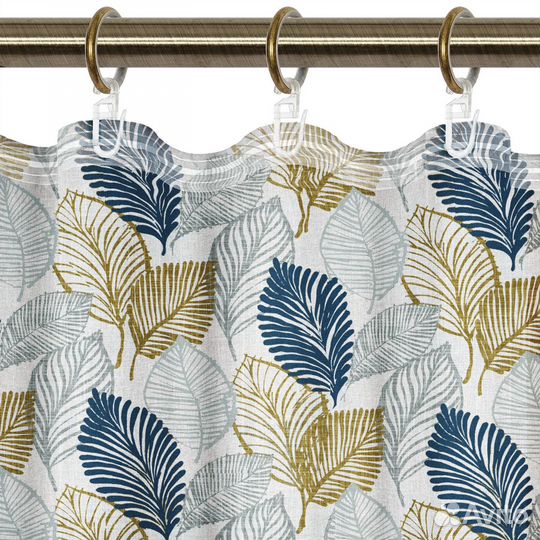 Штора для кухни на ленте Листья 145х180 см разноцв