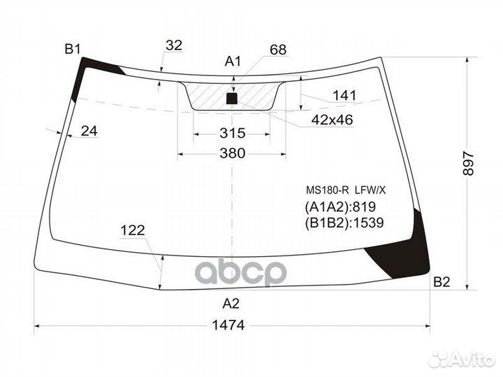 Стекло лобовое Toyota Crown 03-08 MS180-R LFW/X